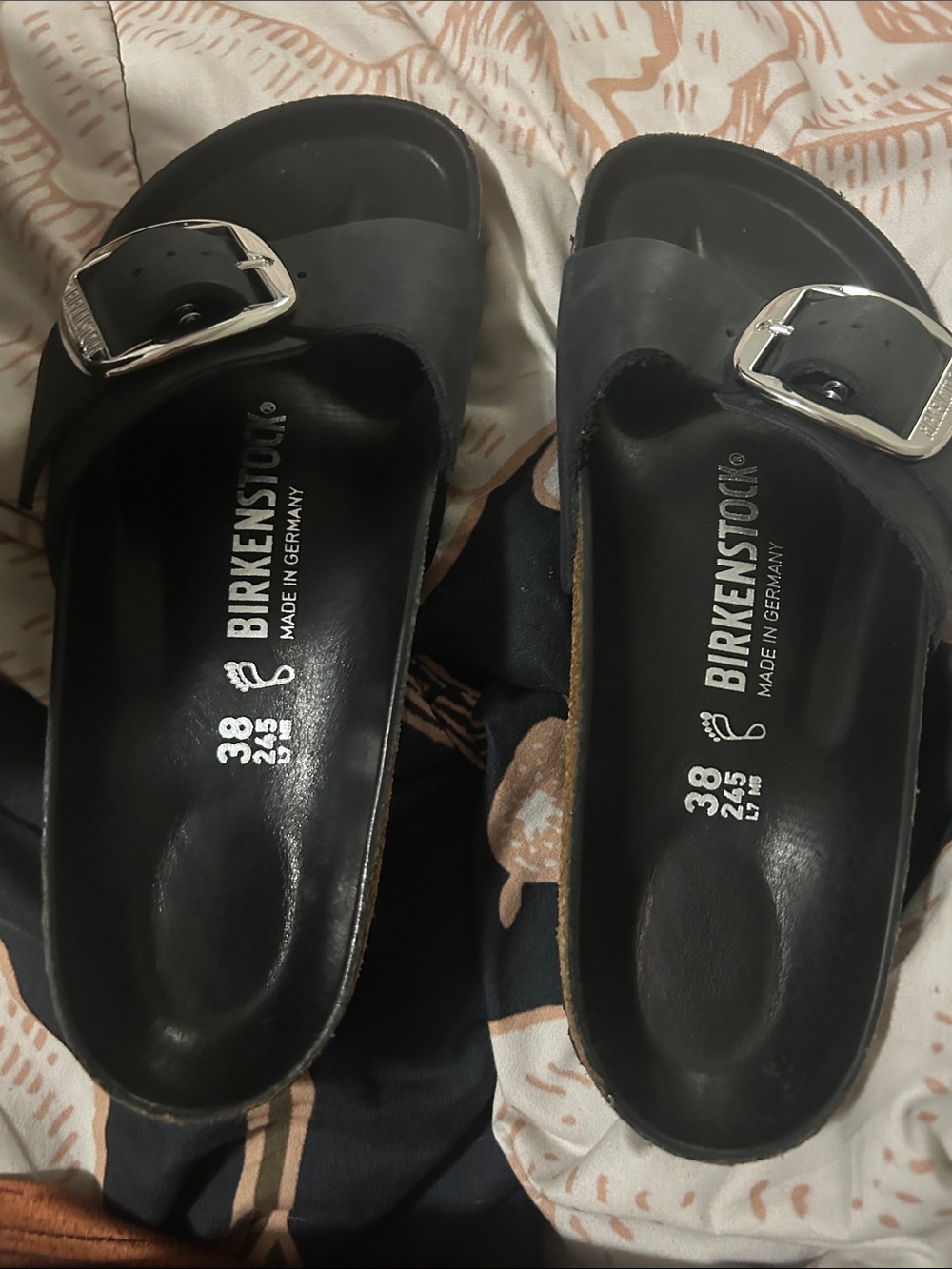 Birkenstock Black Madrid EVA Slide Sandals with Silver Buckles size 38 - Picture 2 of 4